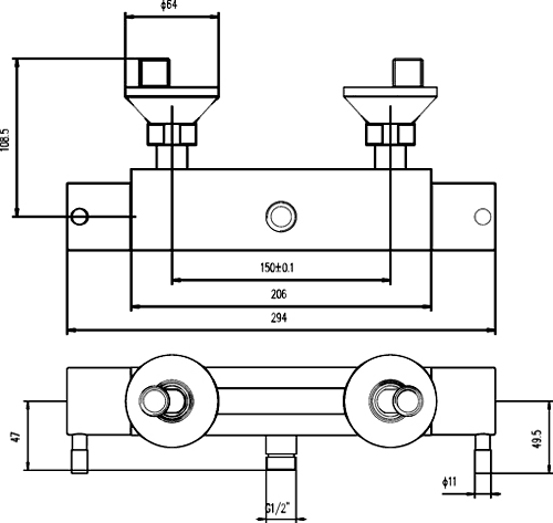 Thermostatic Bar Shower Valve, Adjustable Riser Set. additional image