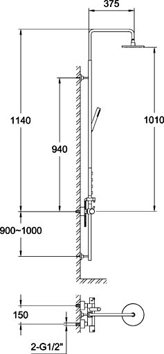 Indulge Vertical Shower Set With 4 Jets. Thermostatic. additional image