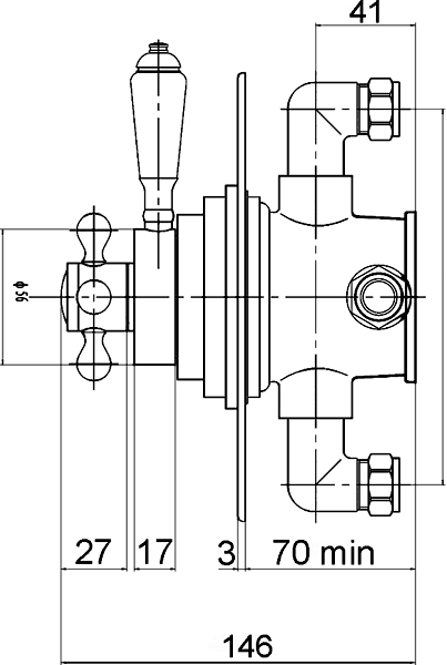 Traditional Dual Concealed Thermostatic Shower Valve. additional image