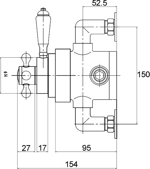 Traditional Dual Exposed Thermostatic Shower Valve. additional image