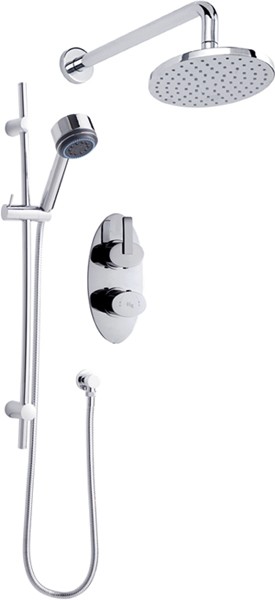 Twin Thermostatic Shower Valve, Diverter, Head & Slide Rail. additional image