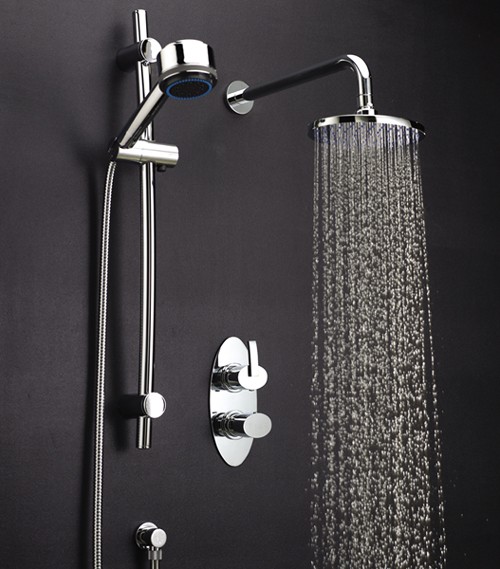 Twin Thermostatic Shower Valve, Diverter, Head & Slide Rail. additional image