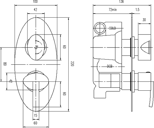 Twin Thermostatic Shower Valve, Diverter, Head & Slide Rail. additional image