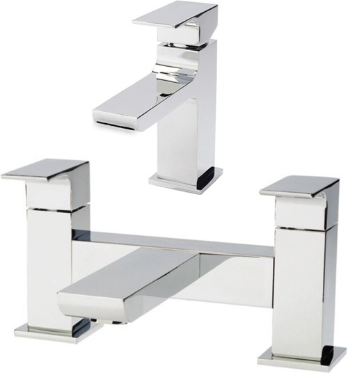 Bath Filler Tap & Waterfall Basin Tap (Chrome). additional image