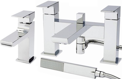 Bath Shower Mixer & Waterfall Basin Tap (Chrome). additional image