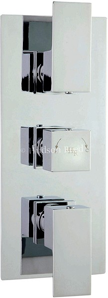 280mm x 120mm Hudson Reed ART3211 Art ǀ Modern Bathroom Triple Concealed Square Shower Valve with Lever Handles Set of 4 Pieces Chrome 