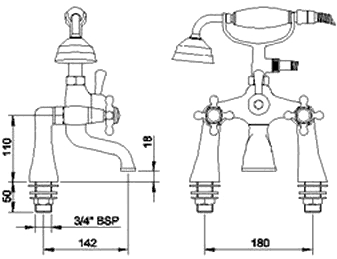 Bath shower mixer with shower kit additional image