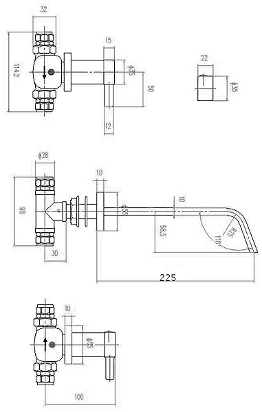 Wall Mounted Basin Mixer & Bath Filler Tap Set (Chrome). additional image