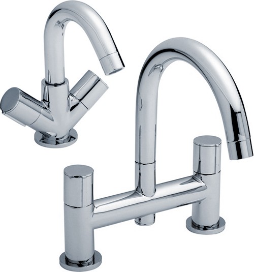 Basin Mixer & Bath Filler Tap Set (Chrome). additional image