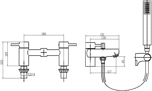 Bath Shower Mixer Tap With Shower Kit & Wall Bracket. additional image