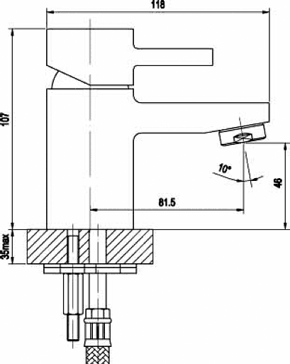 Cloakroom Basin Mixer Tap (Chrome). additional image