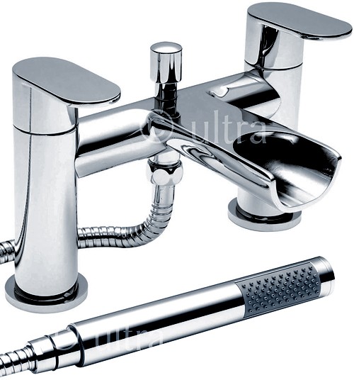 Waterfall Bath Shower Mixer Tap With Shower Kit (Chrome). additional image