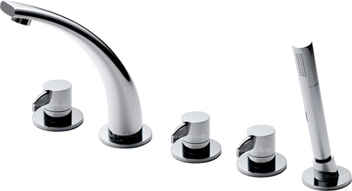 5 Tap Hole Bath Shower Mixer Tap With Shower Kit (Chrome). additional image