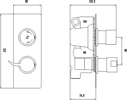 3/4" Twin Thermostatic Shower Valve With Diverter. additional image