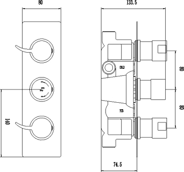 Triple Concealed Thermostatic Shower Valve (Chrome). additional image