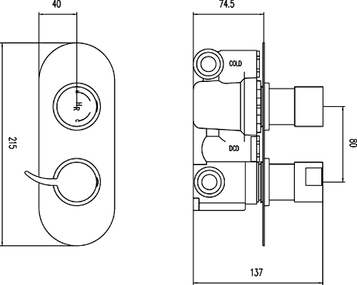 3/4" Twin Thermostatic Shower Valve With Diverter. additional image