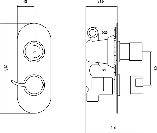 Twin Concealed Thermostatic Shower Valve (Chrome). additional image