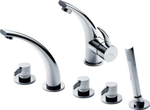 Basin & 5 Tap Hole Bath Shower Mixer Tap With Shower Kit. additional image