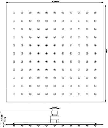 Large Square Shower Head (Chrome). 400x400mm. additional image