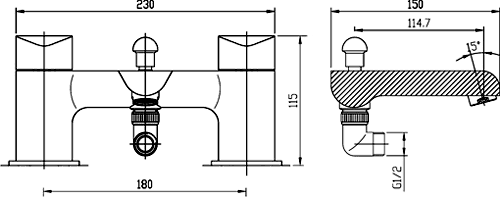 Bath Shower Mixer Tap With Shower Kit (Chrome). additional image