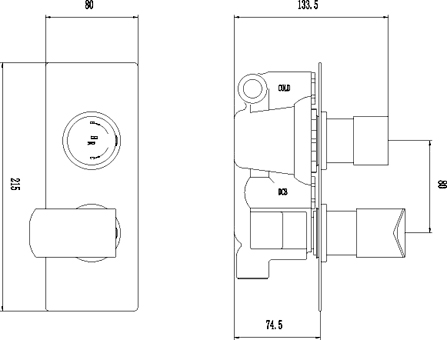 Twin Concealed Thermostatic Shower Valve (Chrome). additional image