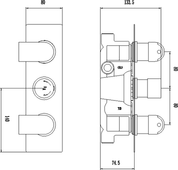 Triple Concealed Thermostatic Shower Valve (Chrome). additional image