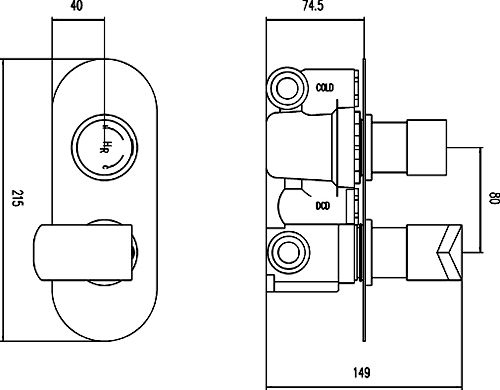 3/4" Twin Thermostatic Shower Valve With Diverter. additional image