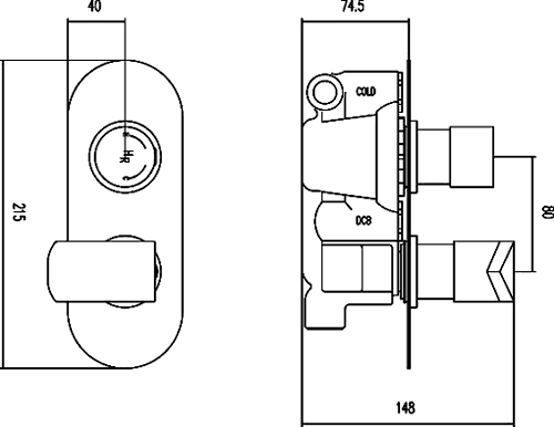 Twin Concealed Thermostatic Shower Valve (Chrome). additional image