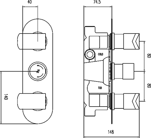 Triple Concealed Thermostatic Shower Valve (Chrome). additional image