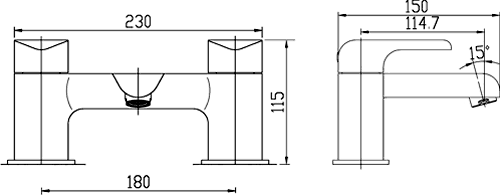 Bath Filler Tap (Black & Chrome). additional image