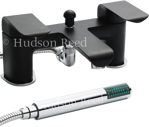 Bath Shower Mixer Tap + Shower Kit (Black & Chrome). additional image