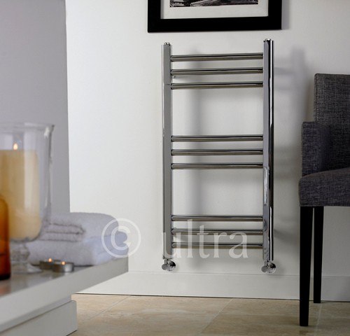 Cloakroom Heated Towel Rail (Chrome). 340x700mm. additional image