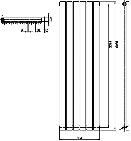 Revive Radiator (White). 354x1800mm. 3030 BTU. additional image