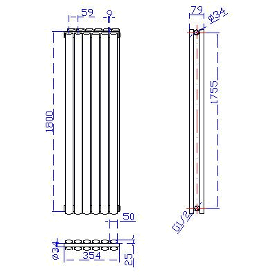 Revive white radiator size 1800 x 354mm. 5964 BTU additional image