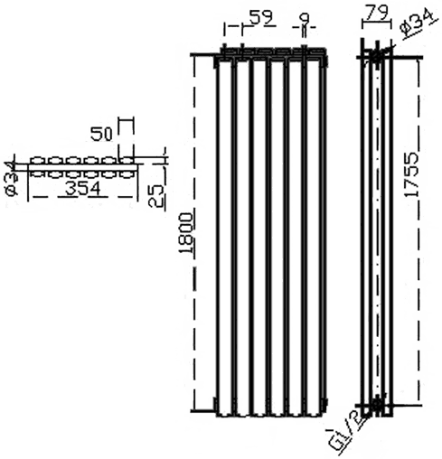 Revive Radiator (White). 1800x354mm. 5964 BTU. additional image