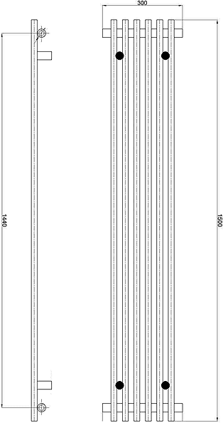 Strand Radiator (Chrome). 300x1500mm. 1037 BTU. additional image