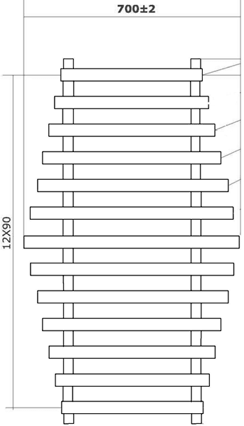 Tate Radiator (Chrome). 700x1200mm. 1517 BTU. additional image