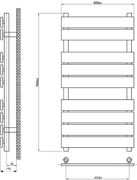 Alberta Radiator (Chrome). 500x950mm. additional image