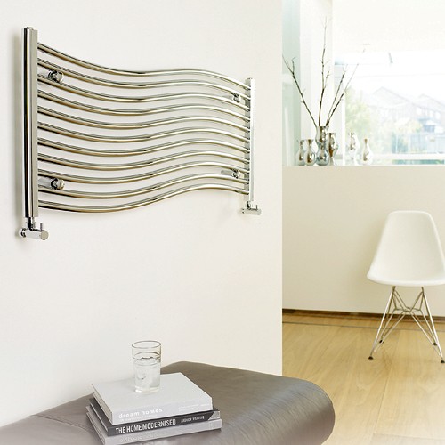 Wave Radiator (Chrome). 1200x500mm. 1538 BTU. additional image