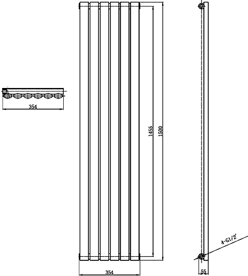 Revive Radiator (White). 354x1500. 2560 BTU. additional image