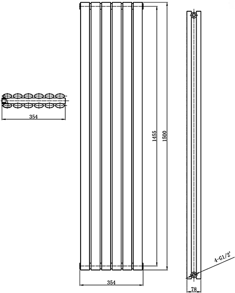 Revive Radiator (White). 354x1500. 4760 BTU. additional image