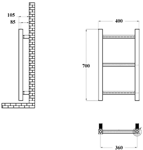 Eton Bathroom Radiator (Chrome). 400x700mm. additional image