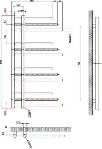 Finesse Designer Radiator (Stainless Steel). 500x900. additional image