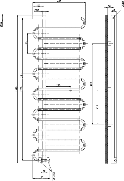 Finesse Designer Radiator (Stainless Steel). 466x1310. additional image