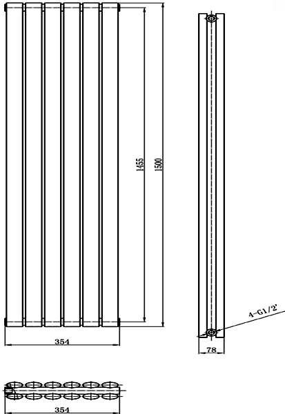 Revive Radiator (Anthracite). 1500x354mm. 4708 BTU. additional image