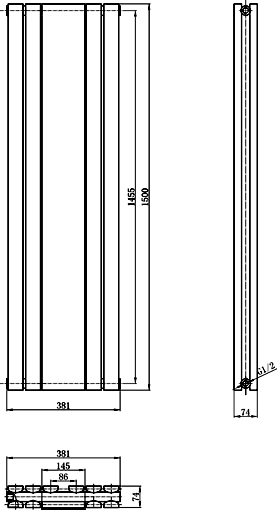 Sloane Mirror Radiator (Anthracite). 381x1500mm. additional image