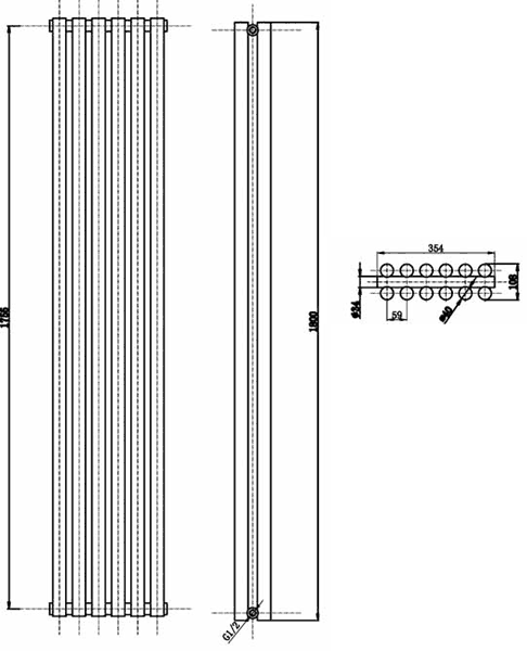 Savy Double Radiator (Anthracite). 354x1800mm. additional image