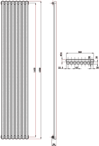 Kenetic Radiator (Anthracite). 360x1500mm. additional image