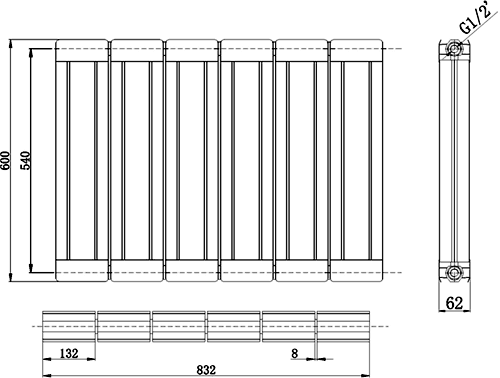 Glee Designer Radiator (Black). 832x600mm. additional image