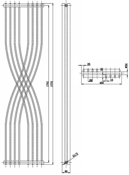 Xcite Designer Radiator (Black). 450x1775mm. additional image